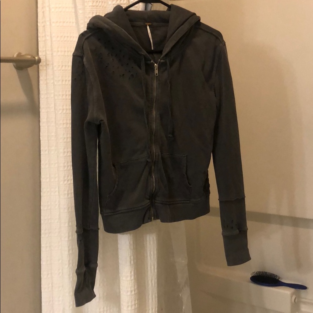 Free People gray zip up hoodie size S